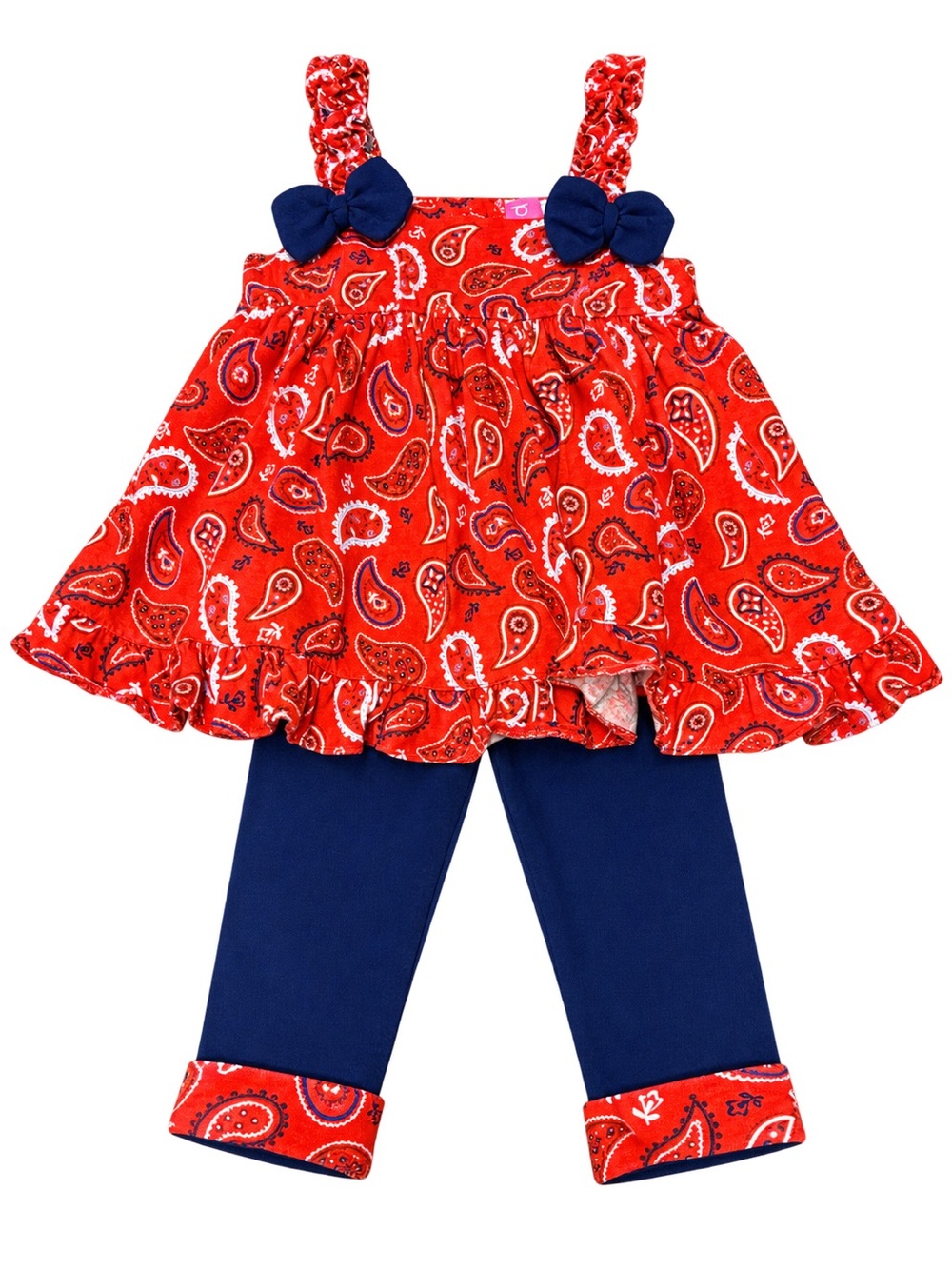 Good Lad Red Paisley Top with Navy Pants Kids Matching Set